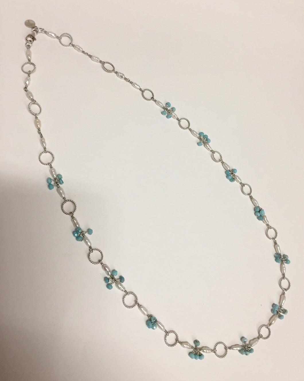 Peruvian Opal & Seed Pearl, Sterling Necklace