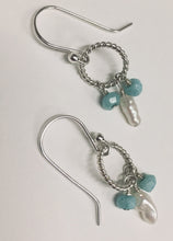 Load image into Gallery viewer, Peruvian Opal with Seed Pearl, Sterling Silver Earring