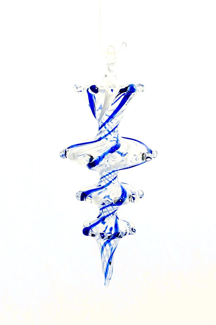 Blue and White Pirouette Ornament