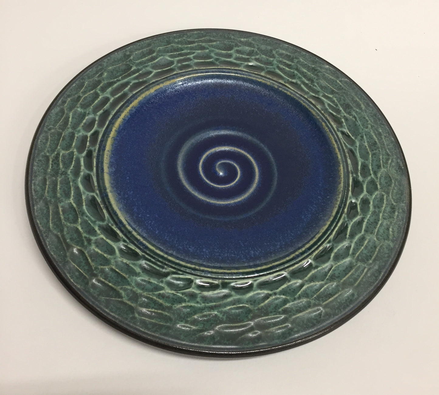 Carved Dimpled Green Plate