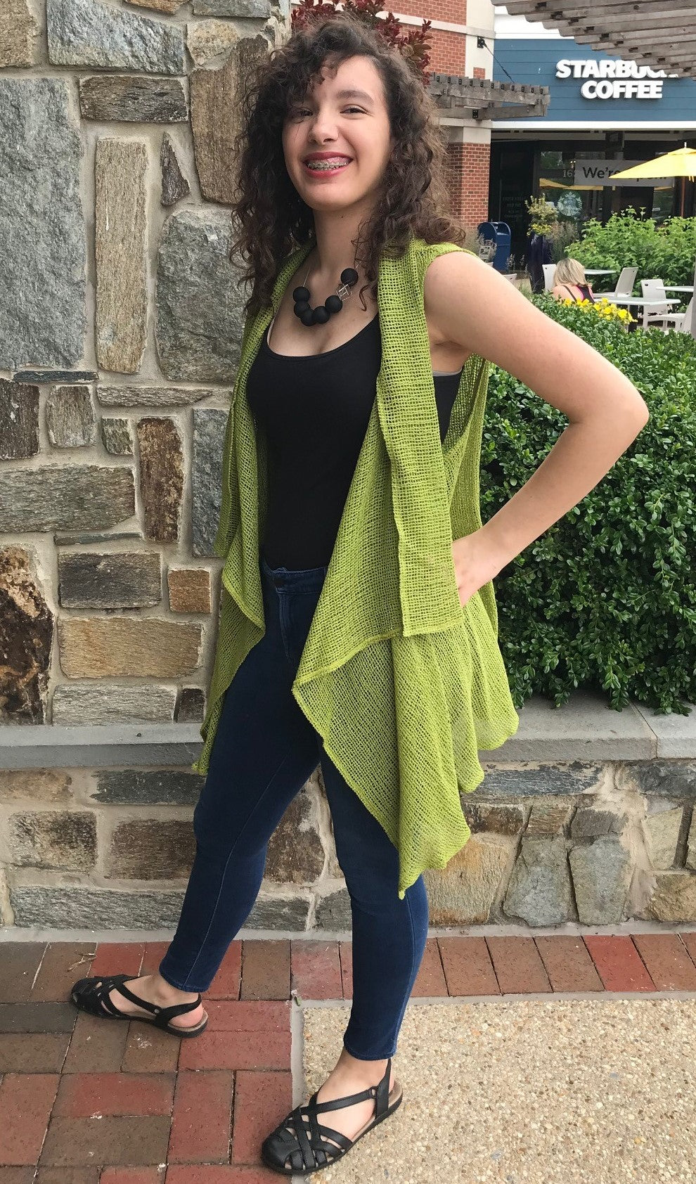 Lime Mesh Boucle Vest
