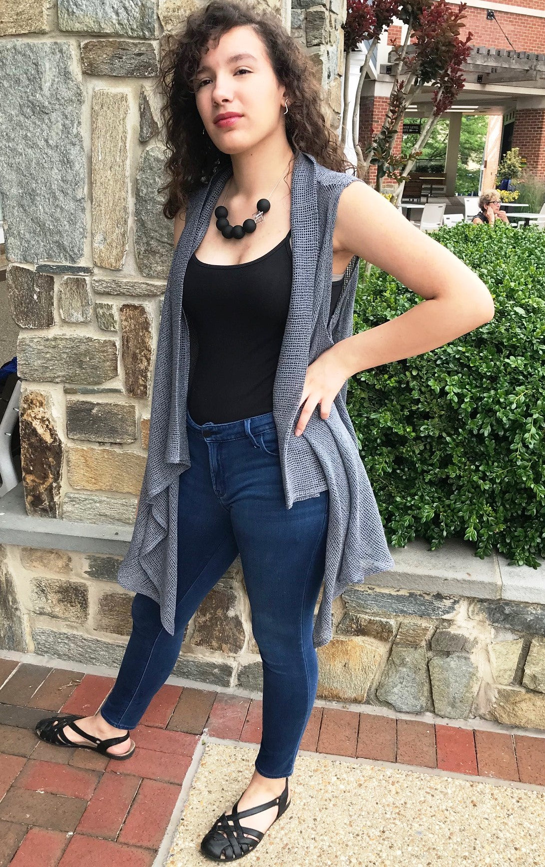 Gray Mesh Boucle Vest