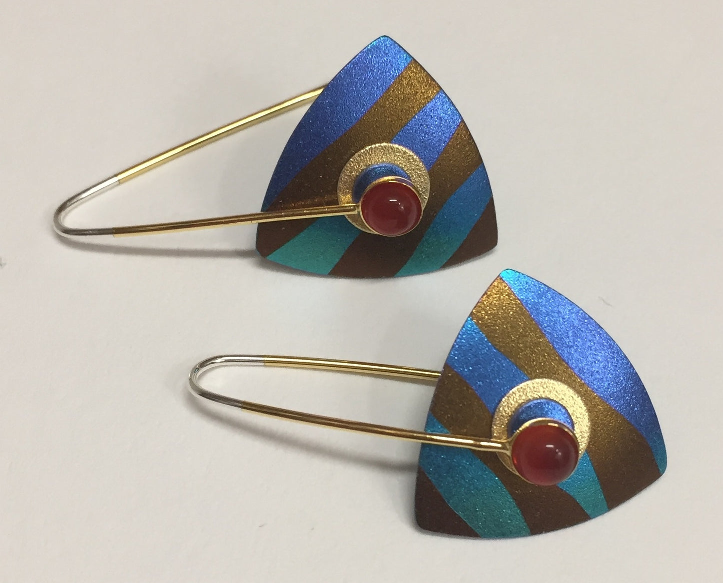 Vermeil, Niobium and Carnelian Earrings