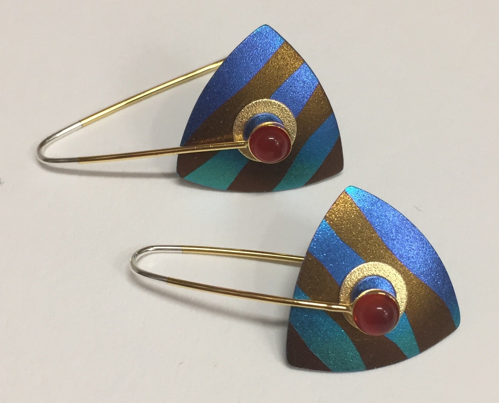 Vermeil, Niobium and Carnelian Earrings