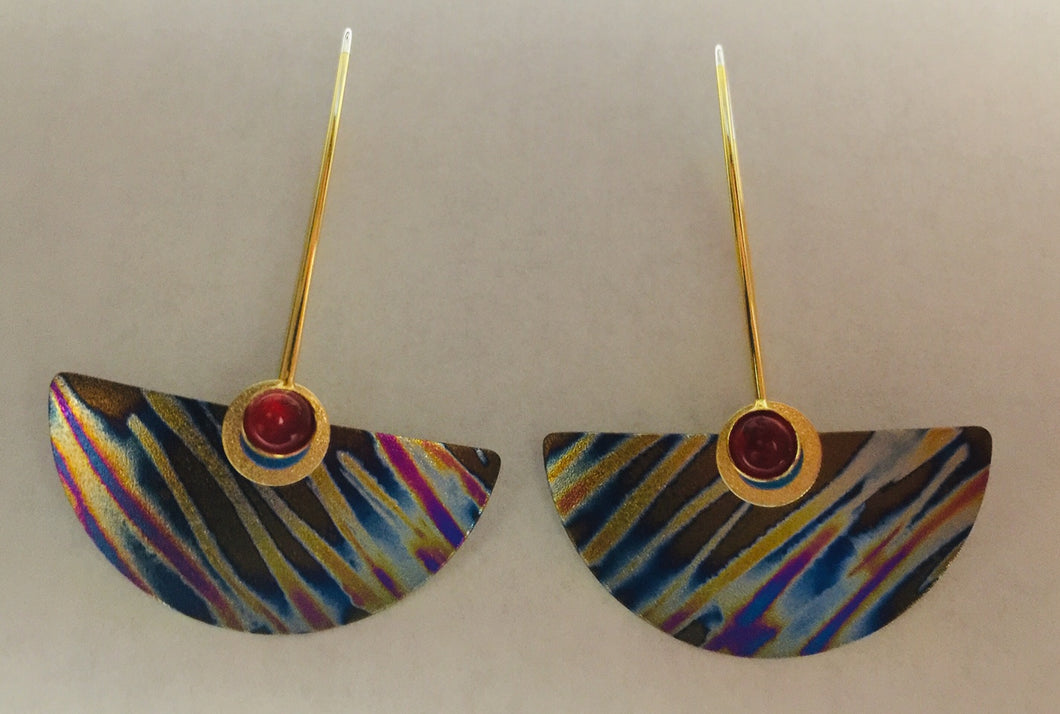 Semi Circle Patterned Niobium Earrings