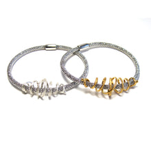 Load image into Gallery viewer, Mesh Sterling Silver Bracelet With A 22k Gold Vermeil Coil