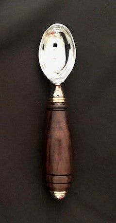 Hand Turned East Indian Rosewood Chrome Ice Cream Scoop