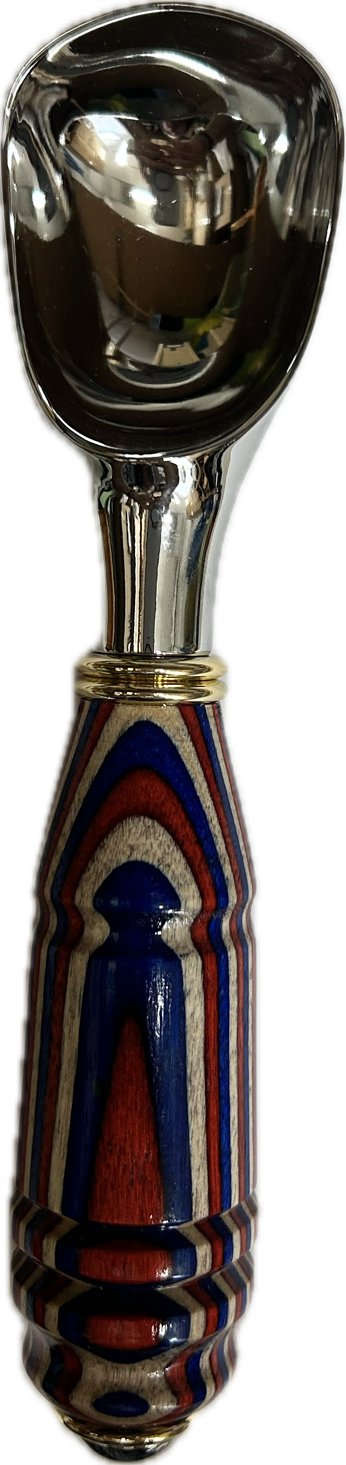 Red White and Blue Hand Turned Ice Cream Scoop