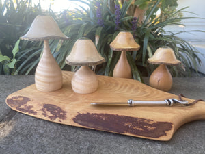 Mushroom Salt and Pepper Shakers in Wood