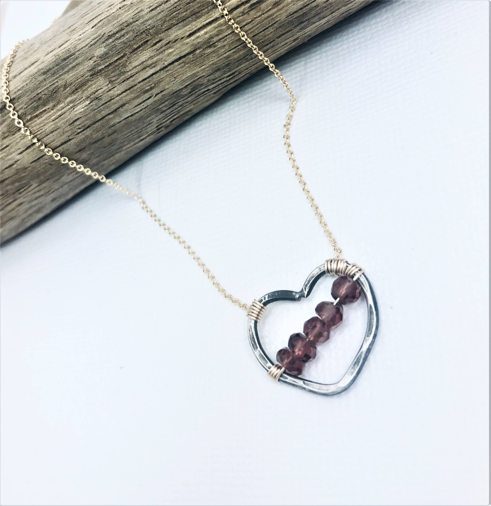 Neck, OX GF Garnet Heart My Beloved