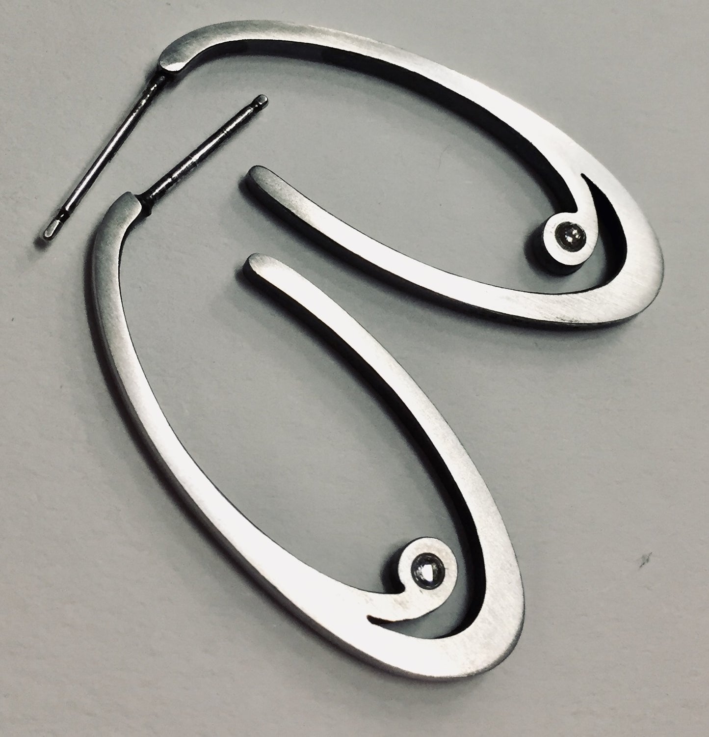 Sterling and Diamond Post Hoop Earring