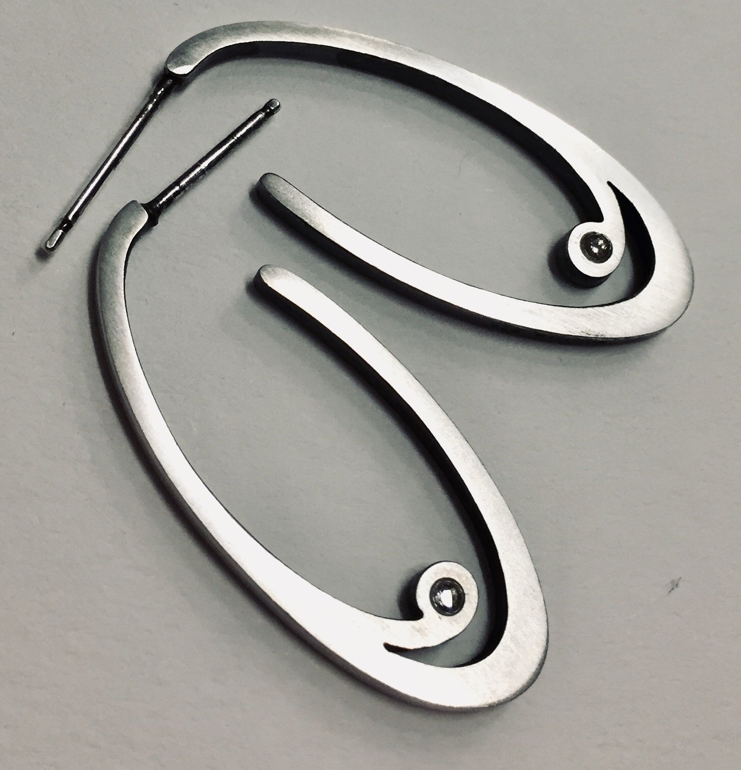 Sterling and Diamond Post Hoop Earring