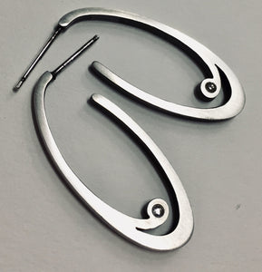 Sterling and Diamond Post Hoop Earring