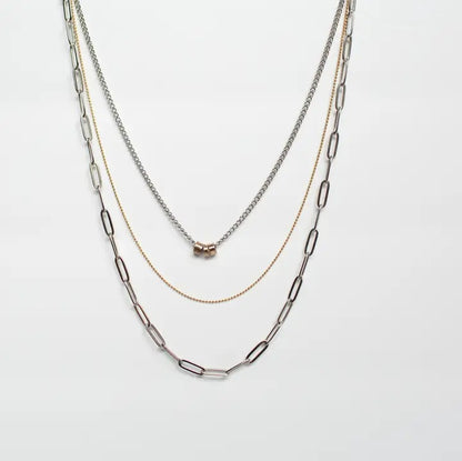 3 Strand Mixed Metal Necklace
