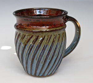 Fluted Blue and Red Mug