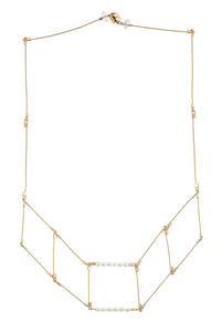 Flexible 5 Square Necklace With Pearl and Gold Fill