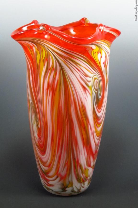 Red Pinched Lip Vase in Red