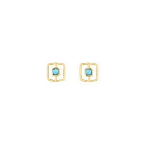 Post Earring in Aqua Blue Glass