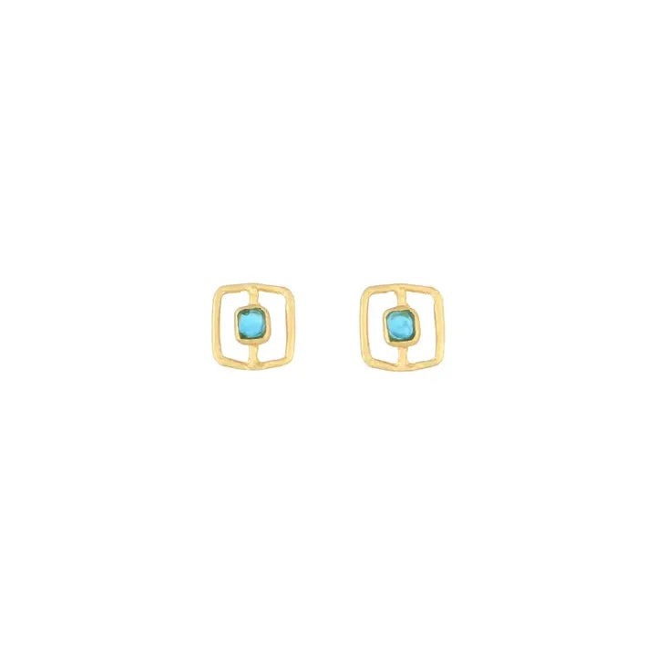 Post Earring in Aqua Blue Glass
