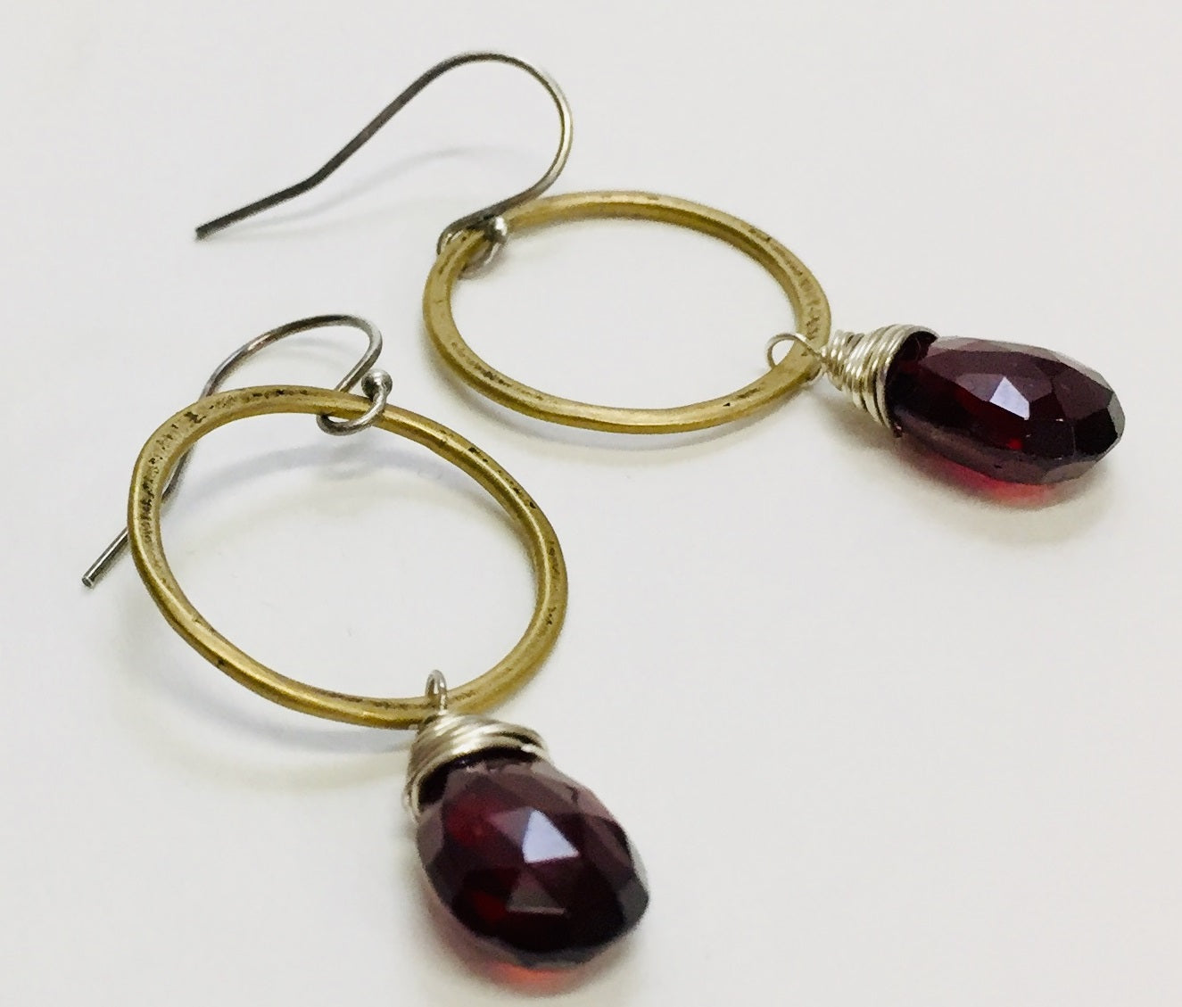 Earrings Sterling Silver Bronze Karma Garnet