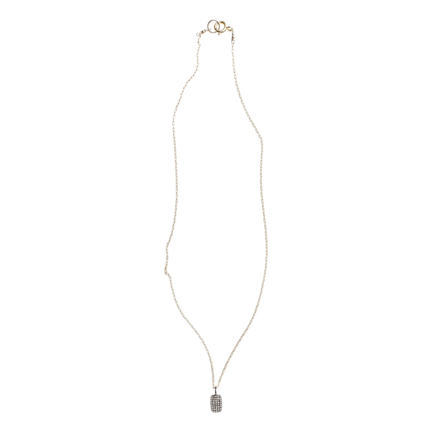Pave Diamond Dog Tag Necklace