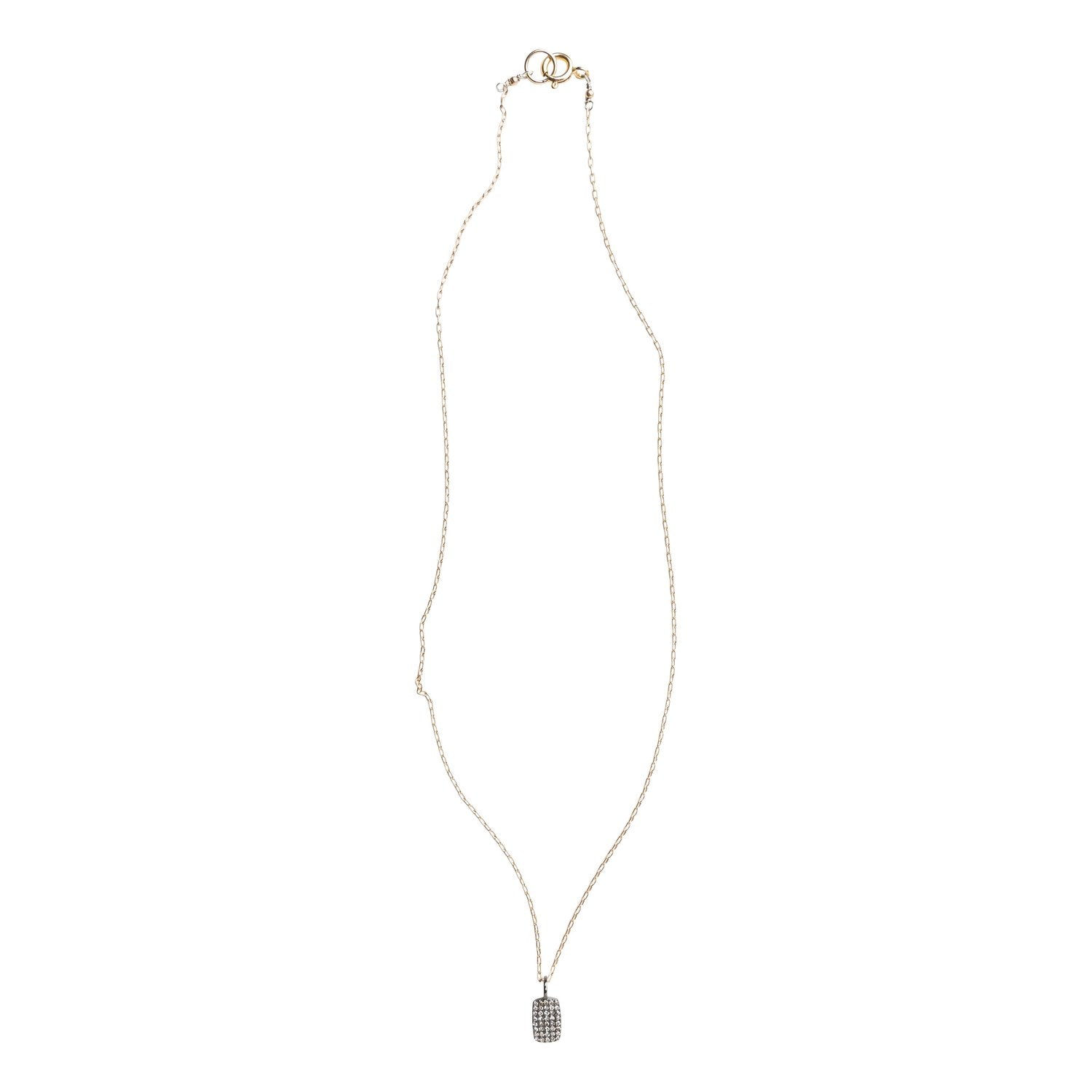 Pave Diamond Dog Tag Necklace