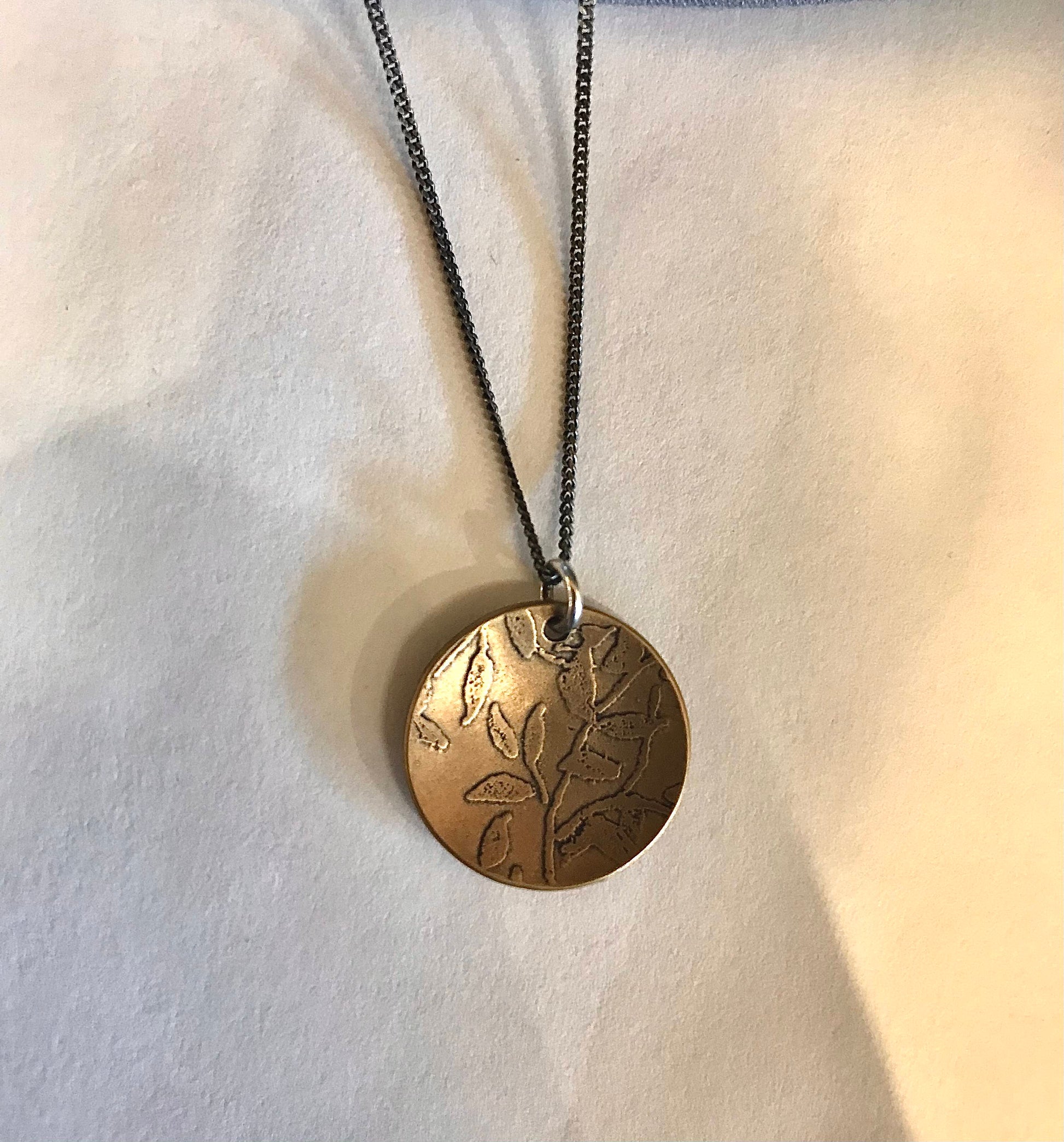 Bronze Cherry Blossom Pendant On Sterling Chain
