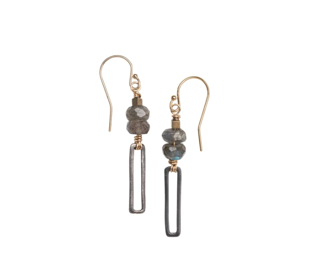 Framed Labradorite Earrings
