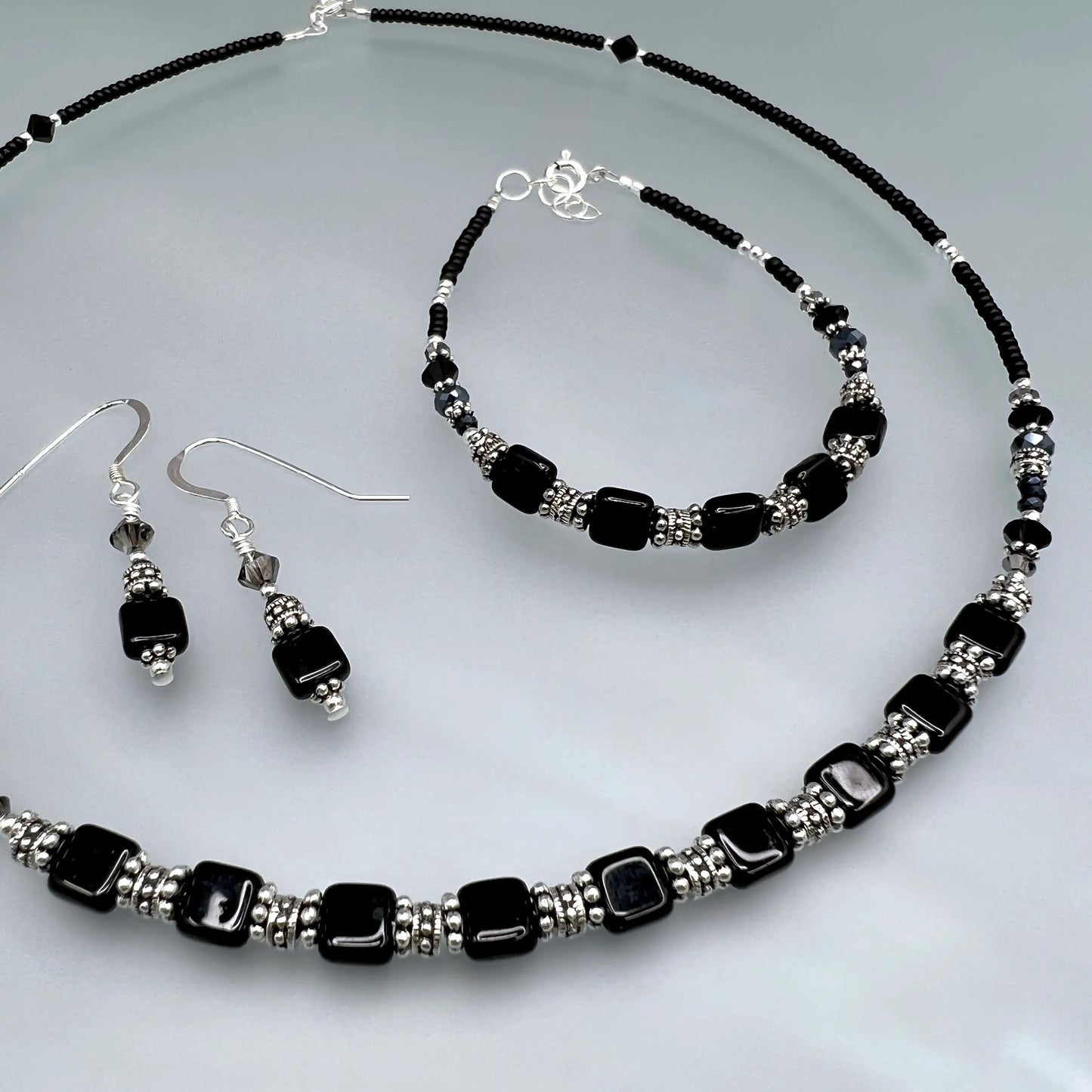Black Tile  Jewelry Set