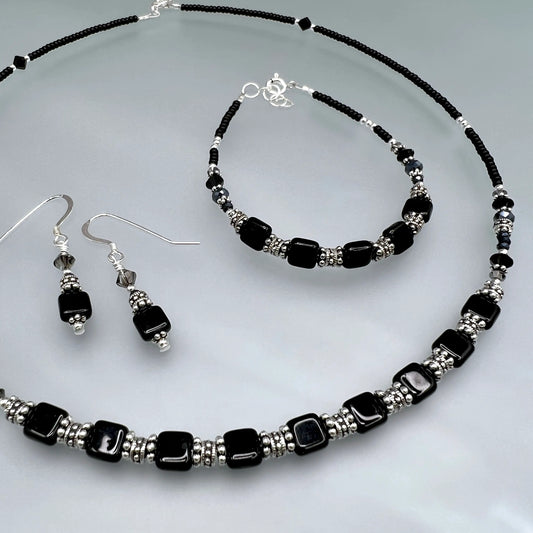 Black Tile  Jewelry Set