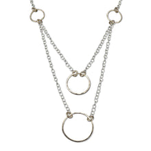 Load image into Gallery viewer, Gold Circles on Silver Chains, 2-Layered Necklace
