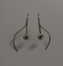 Load image into Gallery viewer, Sterling Silver Small Wire Dangle Earrings With Cubic Zirconia