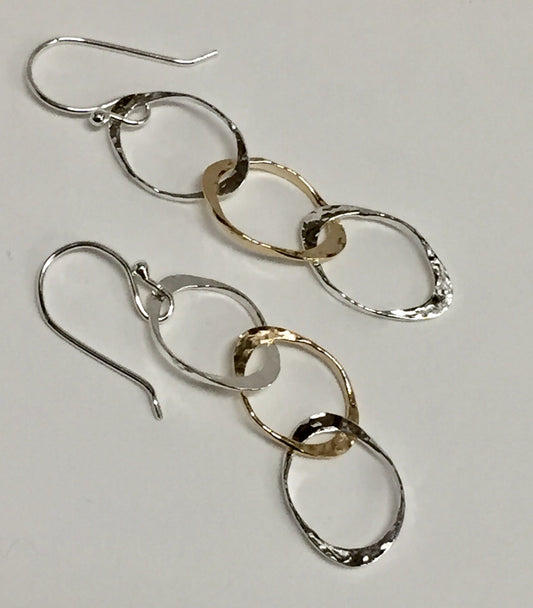 3 Circle Drop Wire Earrings