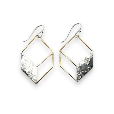 Gold fill and Silver Wire Cube Earring