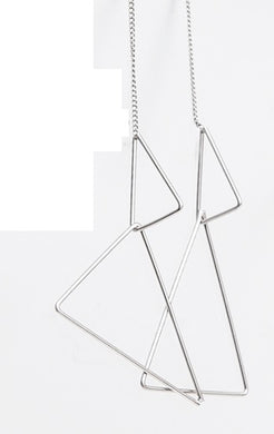 Earrings, 2 Triangle Drape Satin Silver