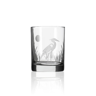 Double Old Fashion Heron Glass