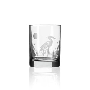 Double Old Fashion Heron Glass