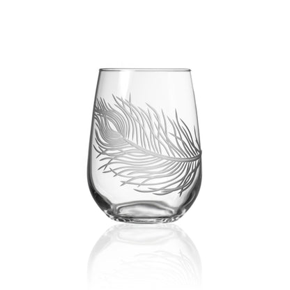 Stemless Peacock Wine Glass
