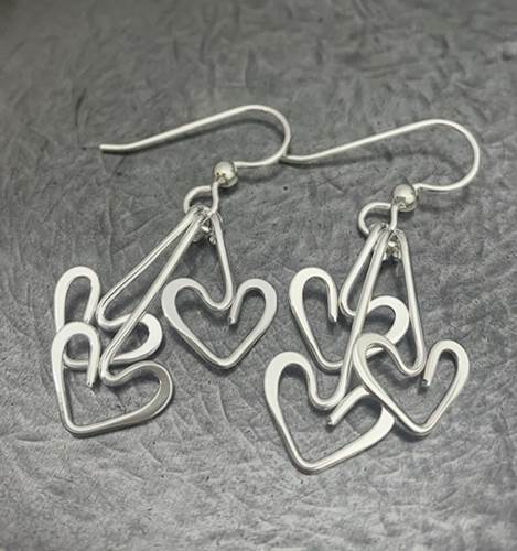 Triple Dangle Heart Earrings