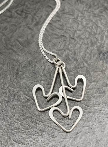 Triple Heart Pendant in Sterling Silver