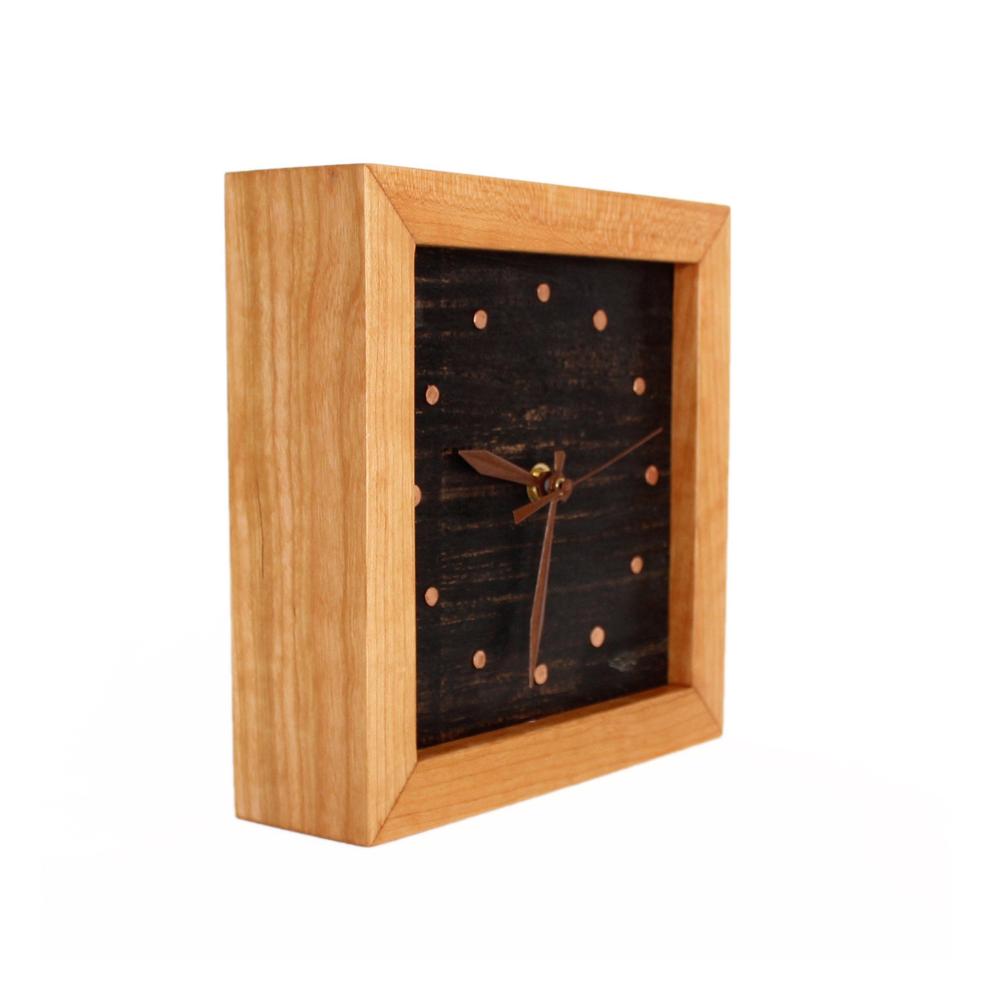 Cherry and Copper Clock With Black Distressed Face