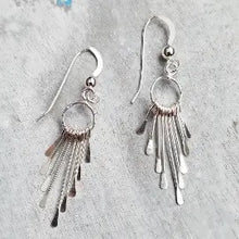Load image into Gallery viewer, Silver Paddle Fringe Earrings