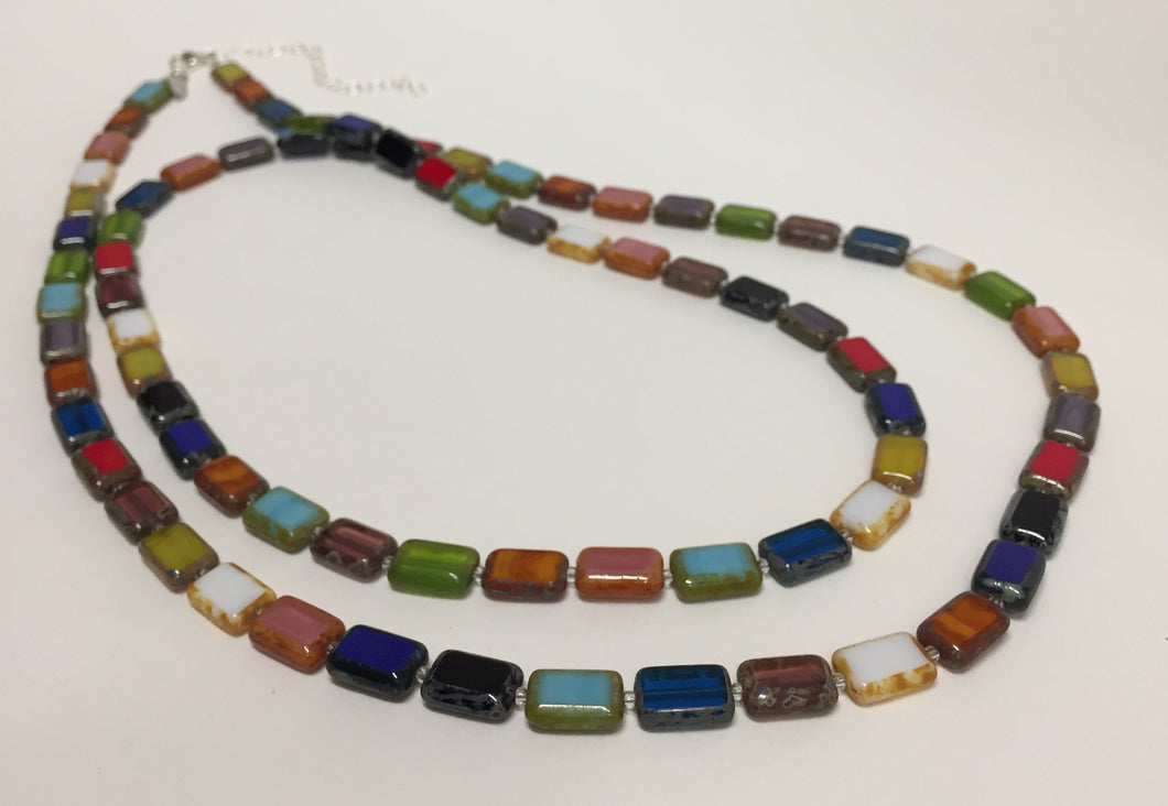 Glass Bead Necklace Rainbow