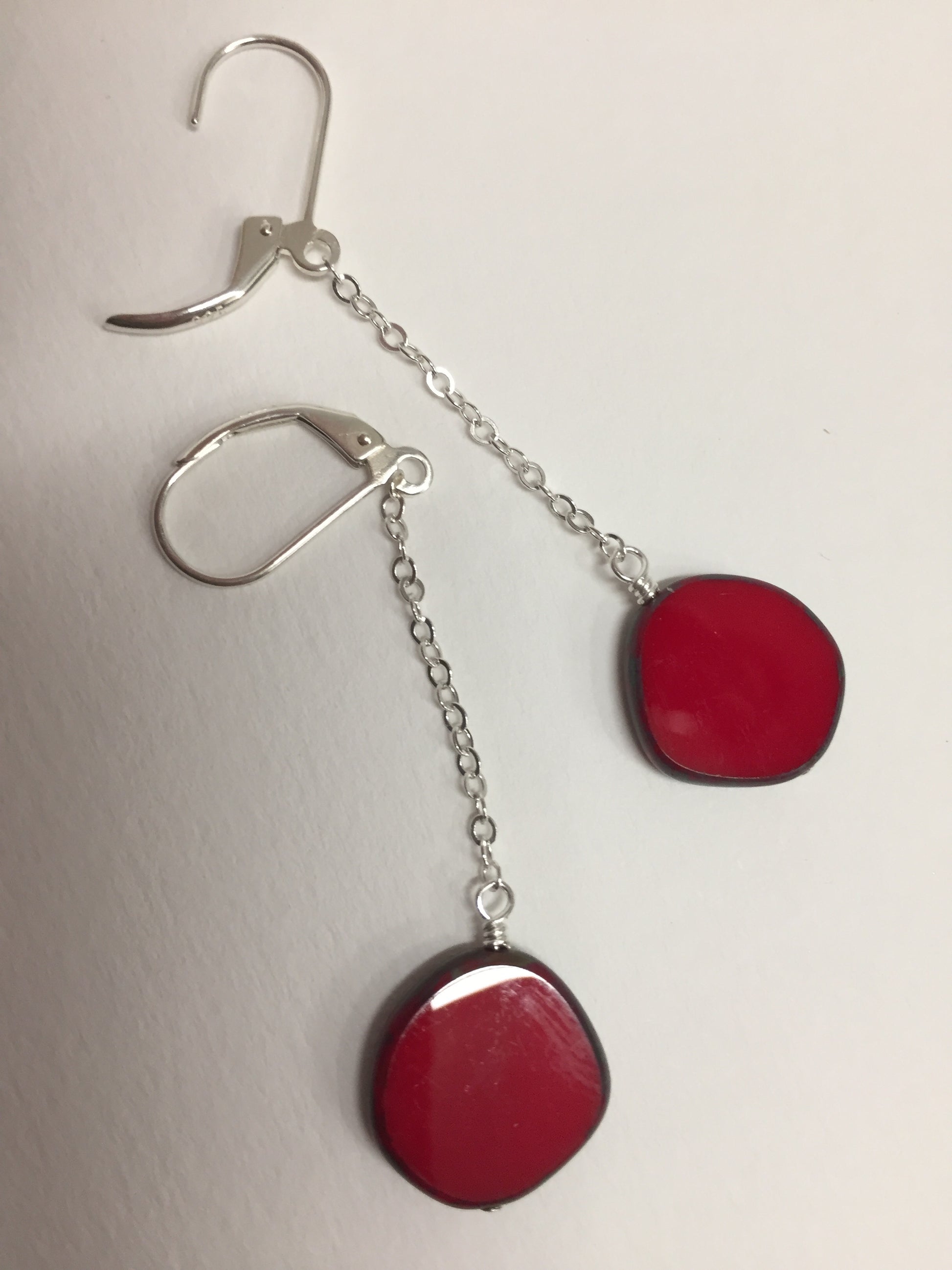 Earrings Full Circle Red Pendant