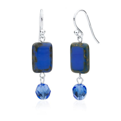 Glass Earring With A Crystal Dangle in Periwinkle