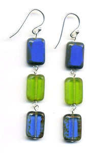 Triple Tile Glass Earrings