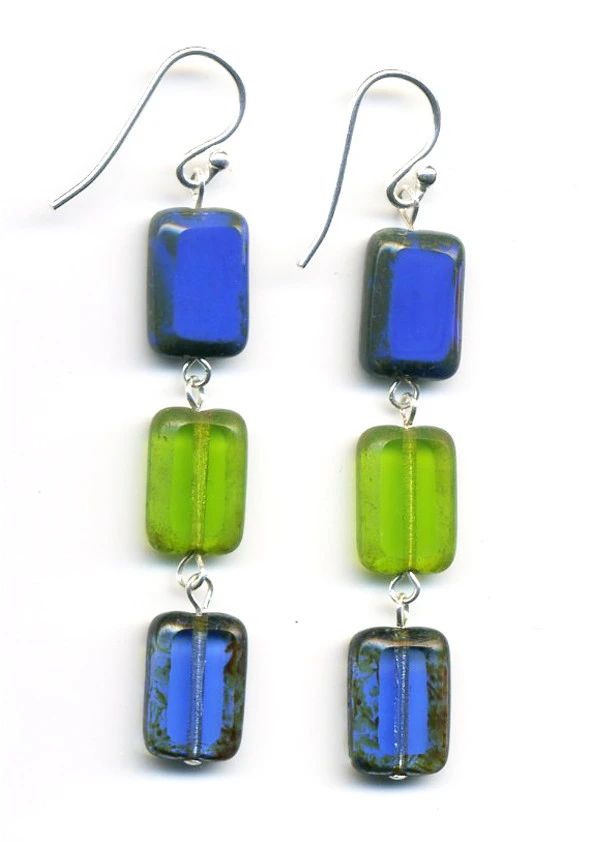 Triple Tile Glass Earrings