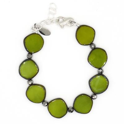 Full Circle Small Glass Bracelet in Avocado
