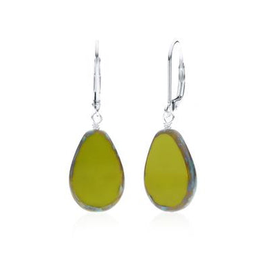 Full Circle Teardrop Glass Earring in Avocado
