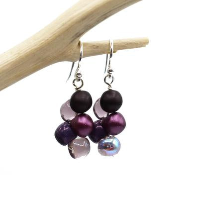 Bubble Glass Earring in Purple, Amethyst and Plum